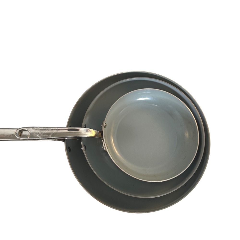 Tramontina Gray Tri-Ply Clad Ceramic Nonstick Frying‎ Pan Set 3pc 12in 10in 8in